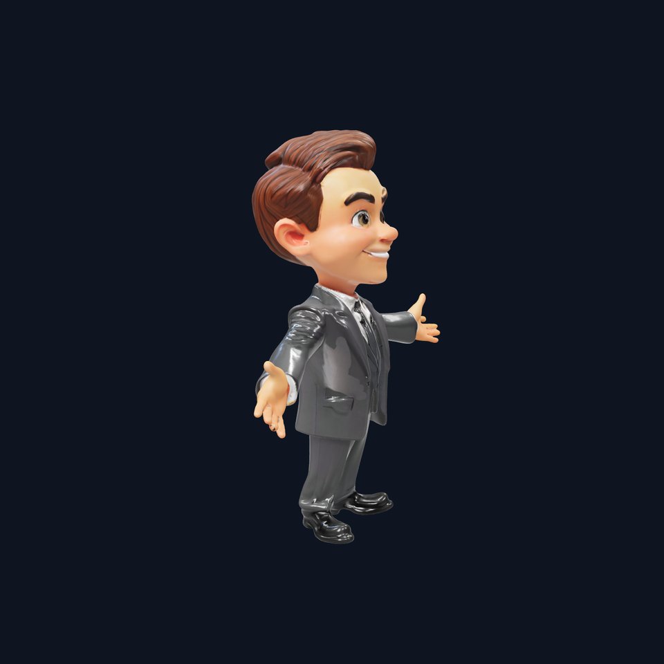 Charming Businessman Character Rigged and Animated in Suit